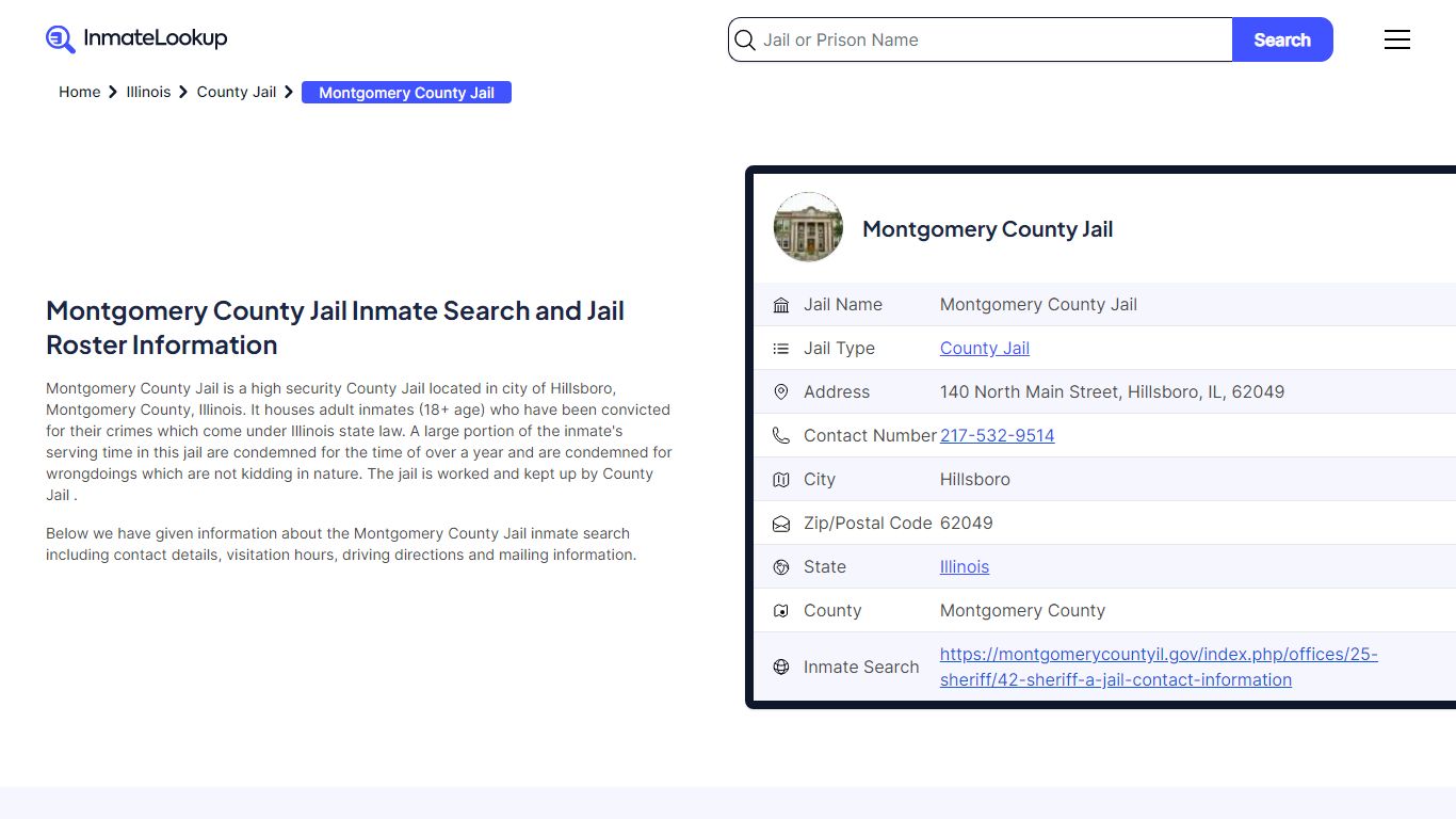 Montgomery County Jail Inmate Search and Jail Roster Information